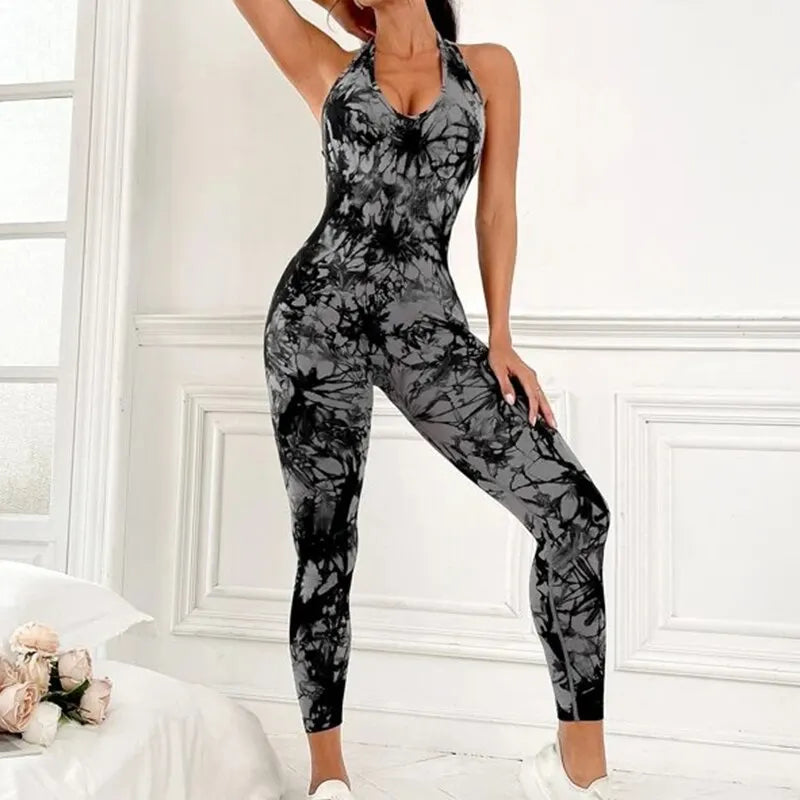 Sexy rückenfreier Yoga-Bodysuit, ärmellose schlanke Activewear in schönem Design