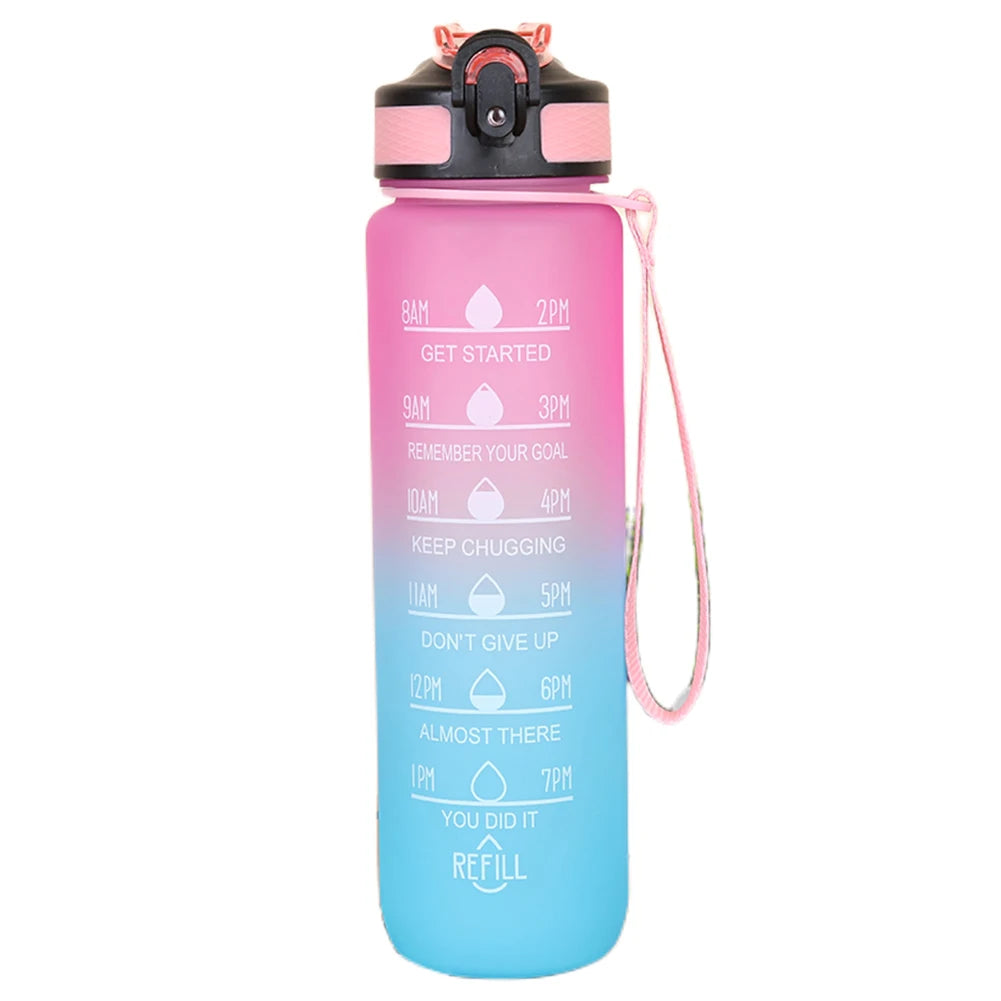 1L  Wasserflasche über den Tag, Sport, Fitnessflasche