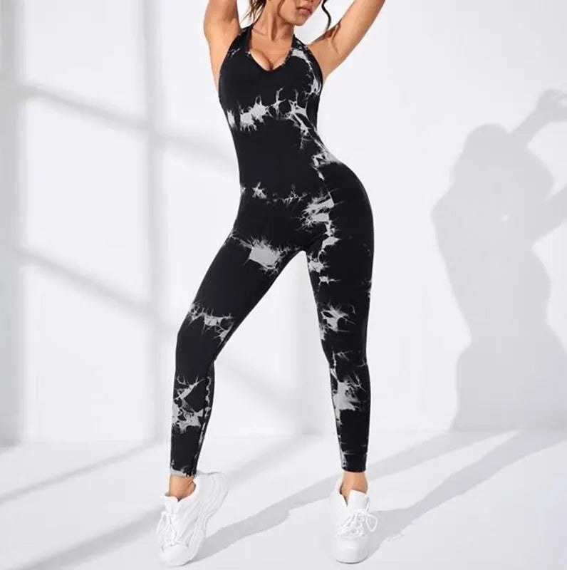 Sexy rückenfreier Yoga-Bodysuit, ärmellose schlanke Activewear in schönem Design