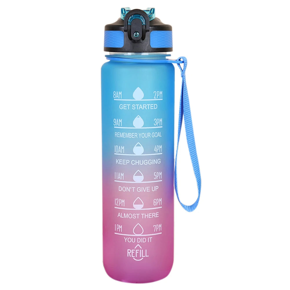 1L  Wasserflasche über den Tag, Sport, Fitnessflasche