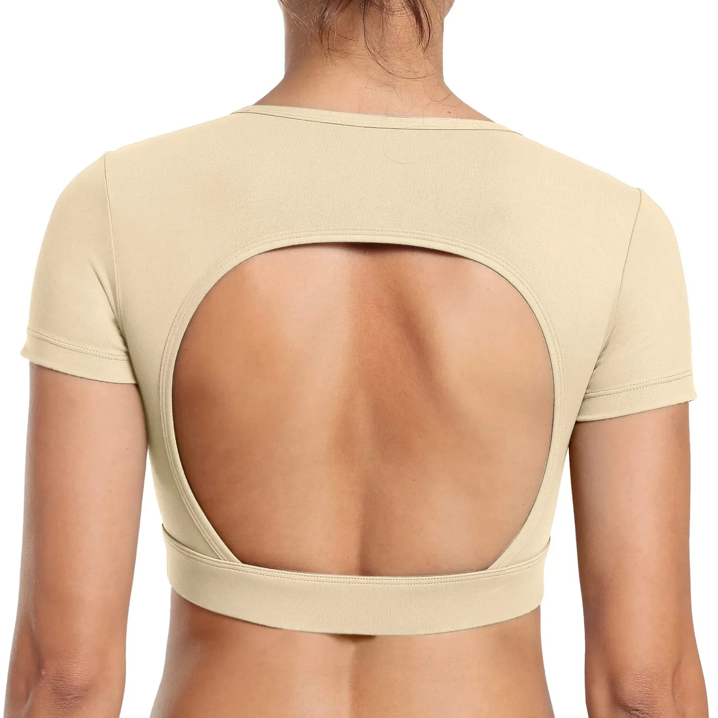 Rückenfreies T-Shirt, Workout Top mit abnembaren Pads