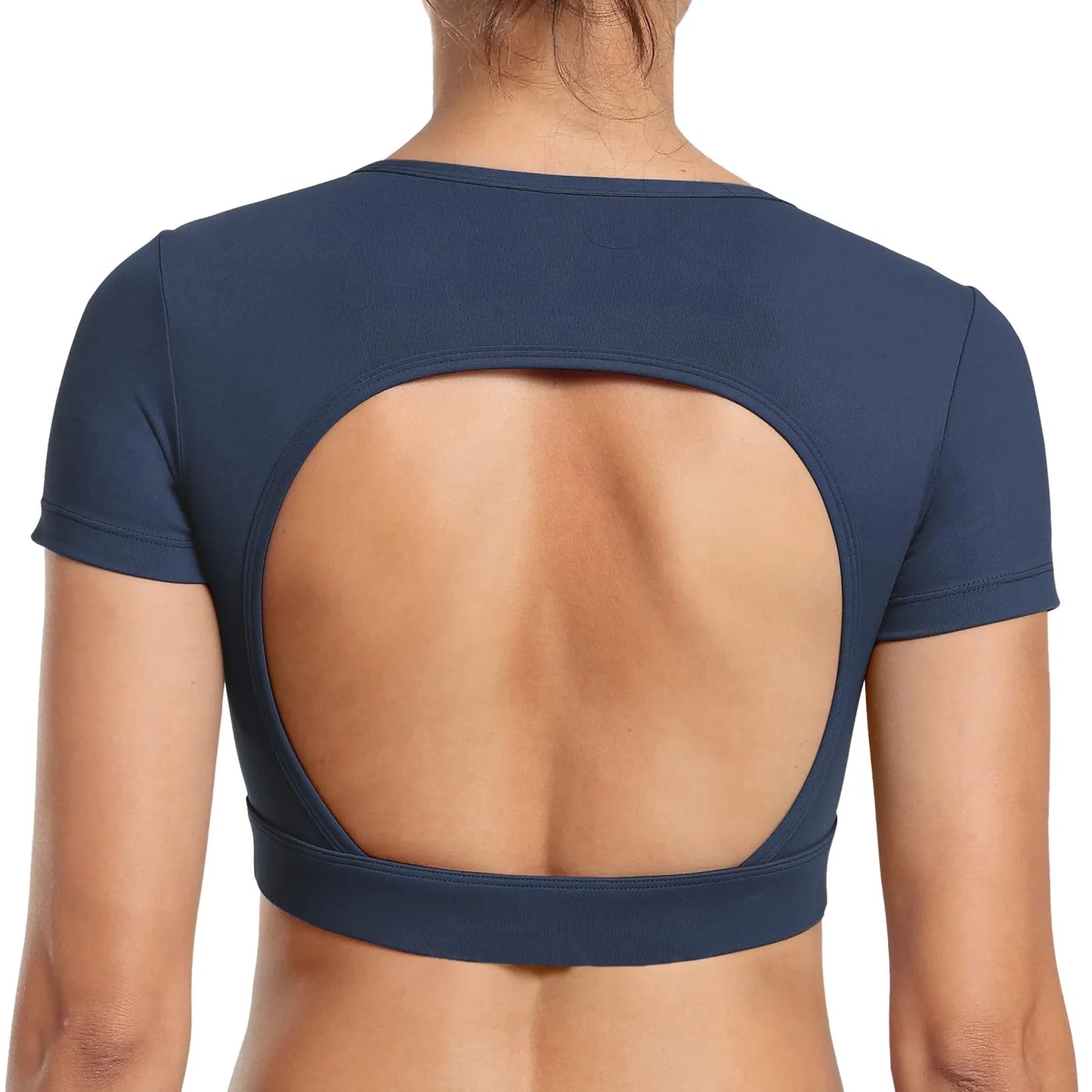 Rückenfreies T-Shirt, Workout Top mit abnembaren Pads