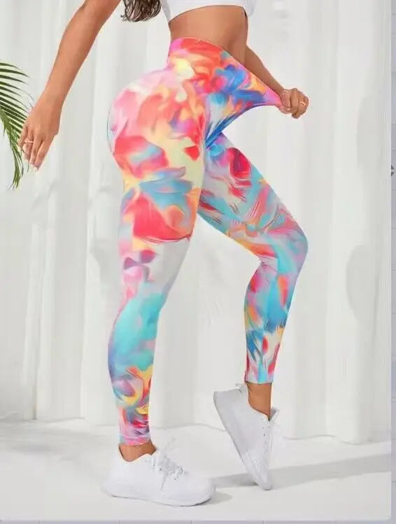 Verschieden-Farbige Push-Up Leggins, Fitness Bekleidung