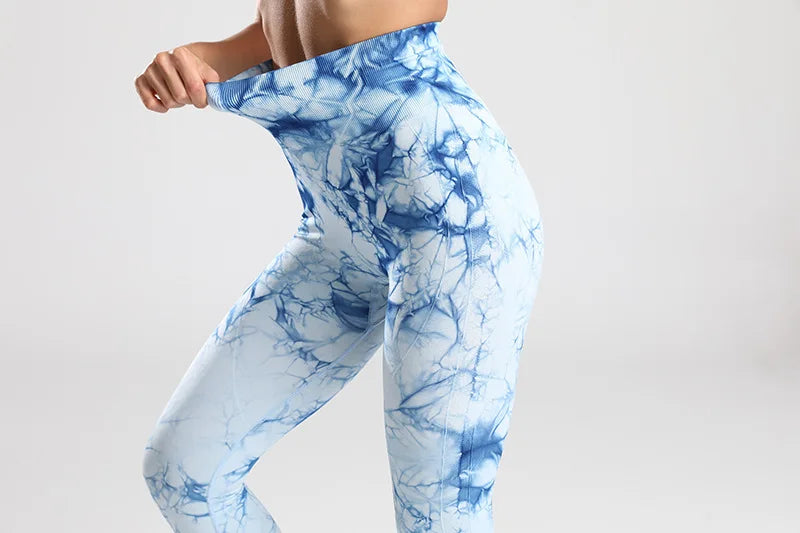 Nahtlose Sportleggins mit Muster, Push-UP Laufhose