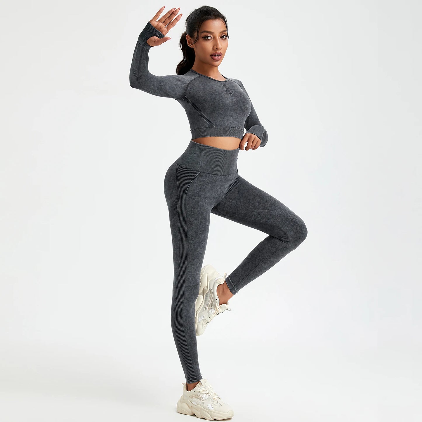 Activewear Sportbekleidung langarm, Zweiteiler, Stretch Leggins