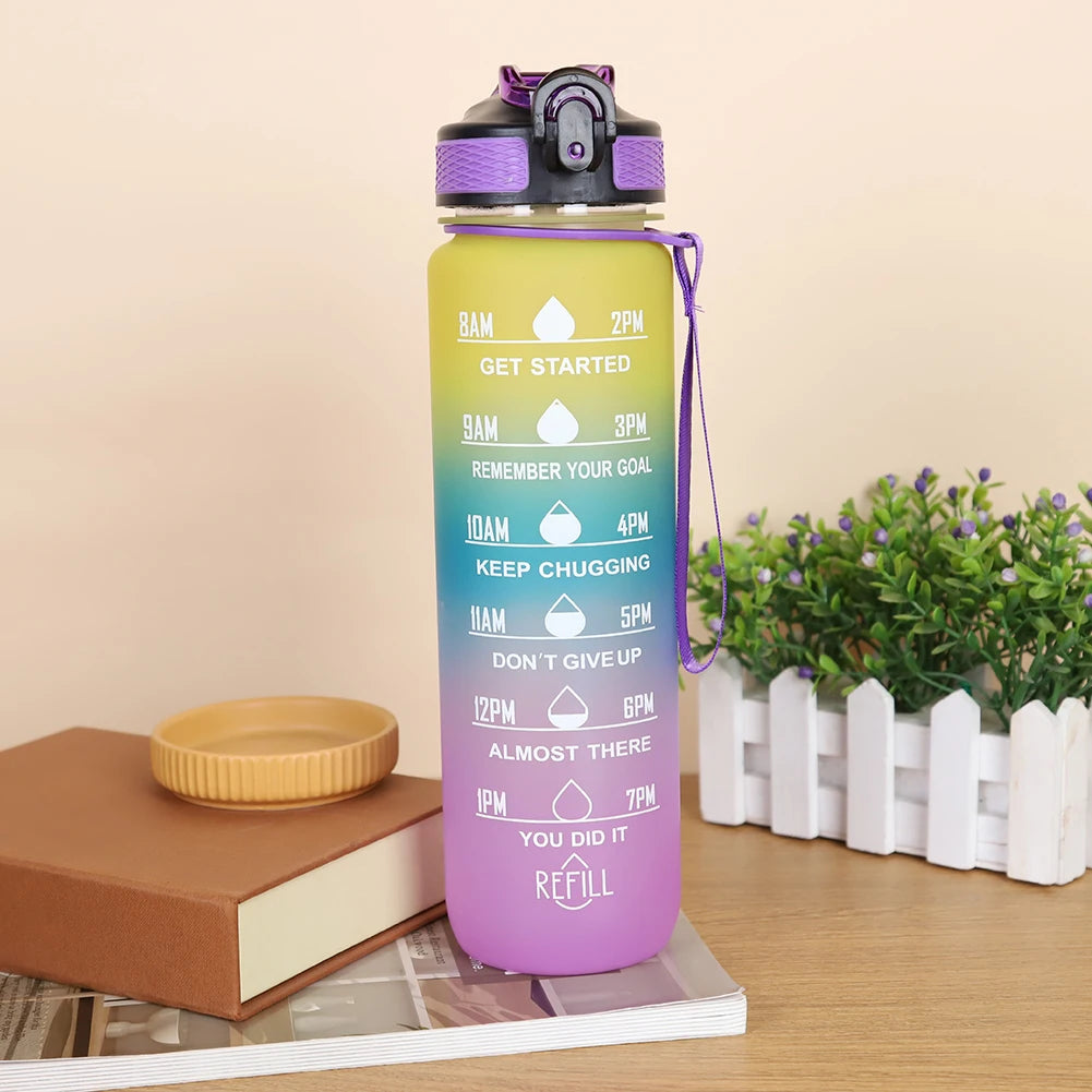 1L  Wasserflasche über den Tag, Sport, Fitnessflasche