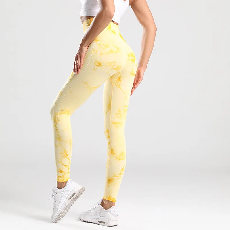 Nahtlose Sportleggins mit Muster, Push-UP Laufhose