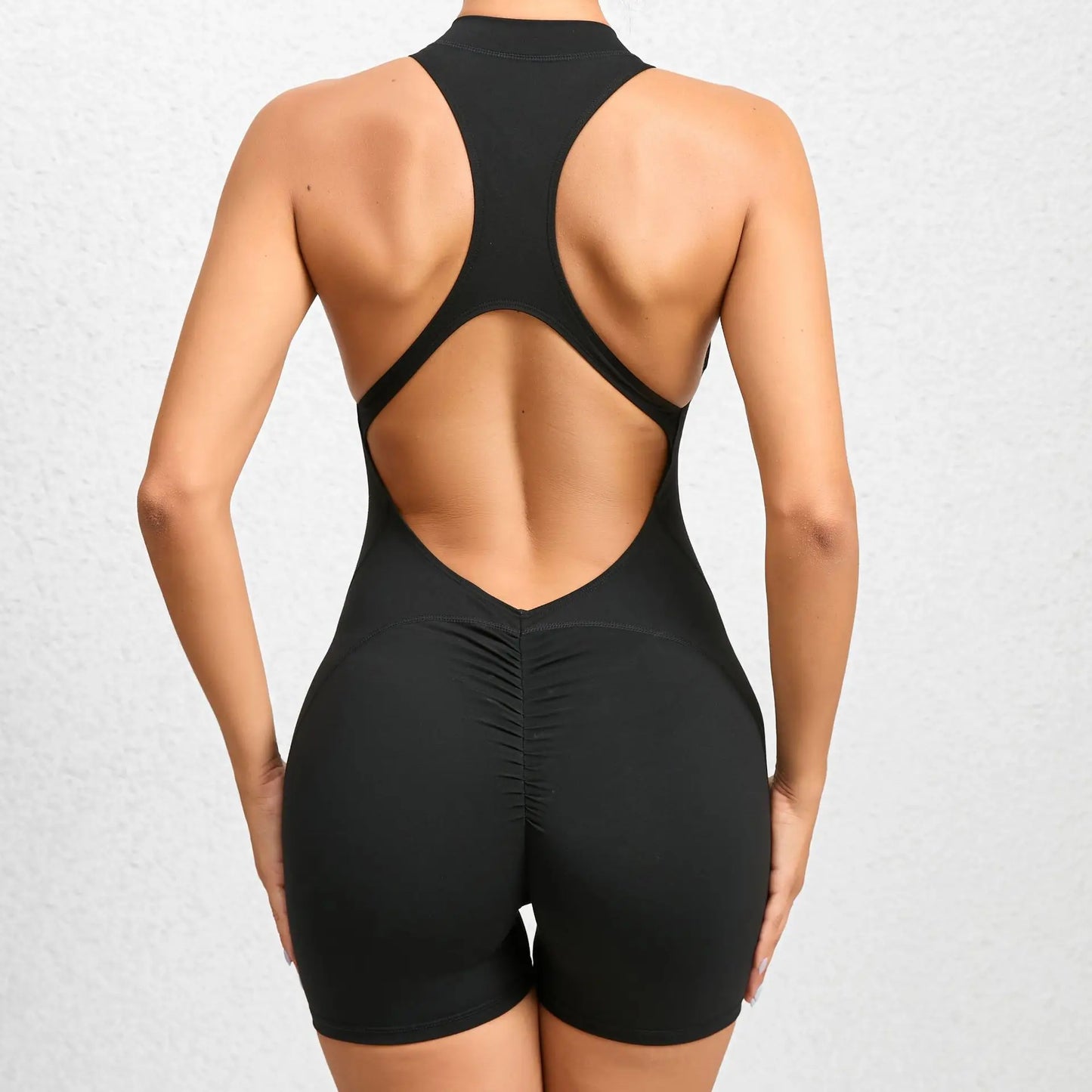 Kurzer Sport Overall, Bodysuit mit Reißverschluss