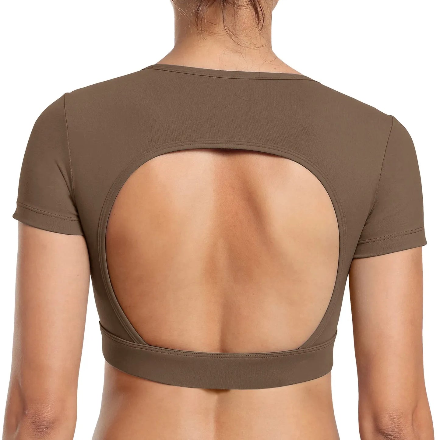 Rückenfreies T-Shirt, Workout Top mit abnembaren Pads