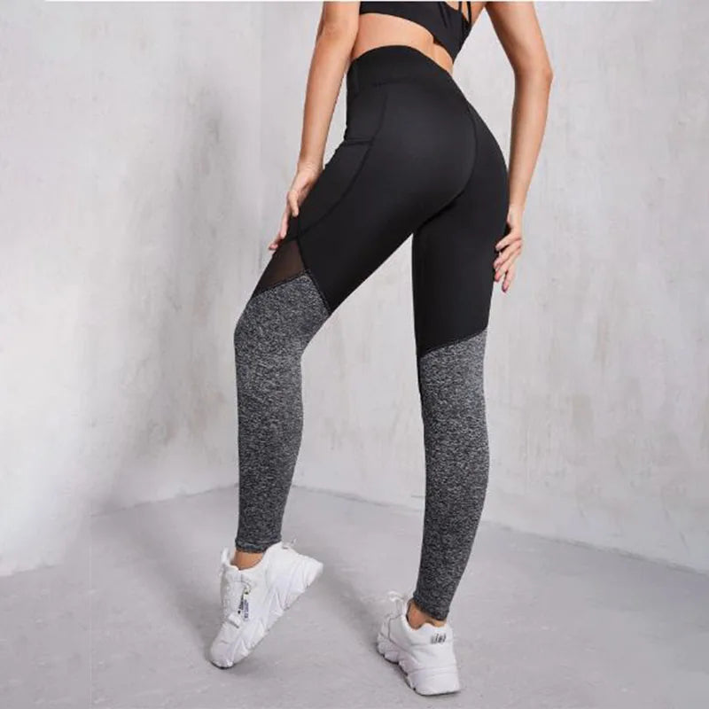 Mesh-Leggins mit Taschen, Push-Up Po Fitness Leggins