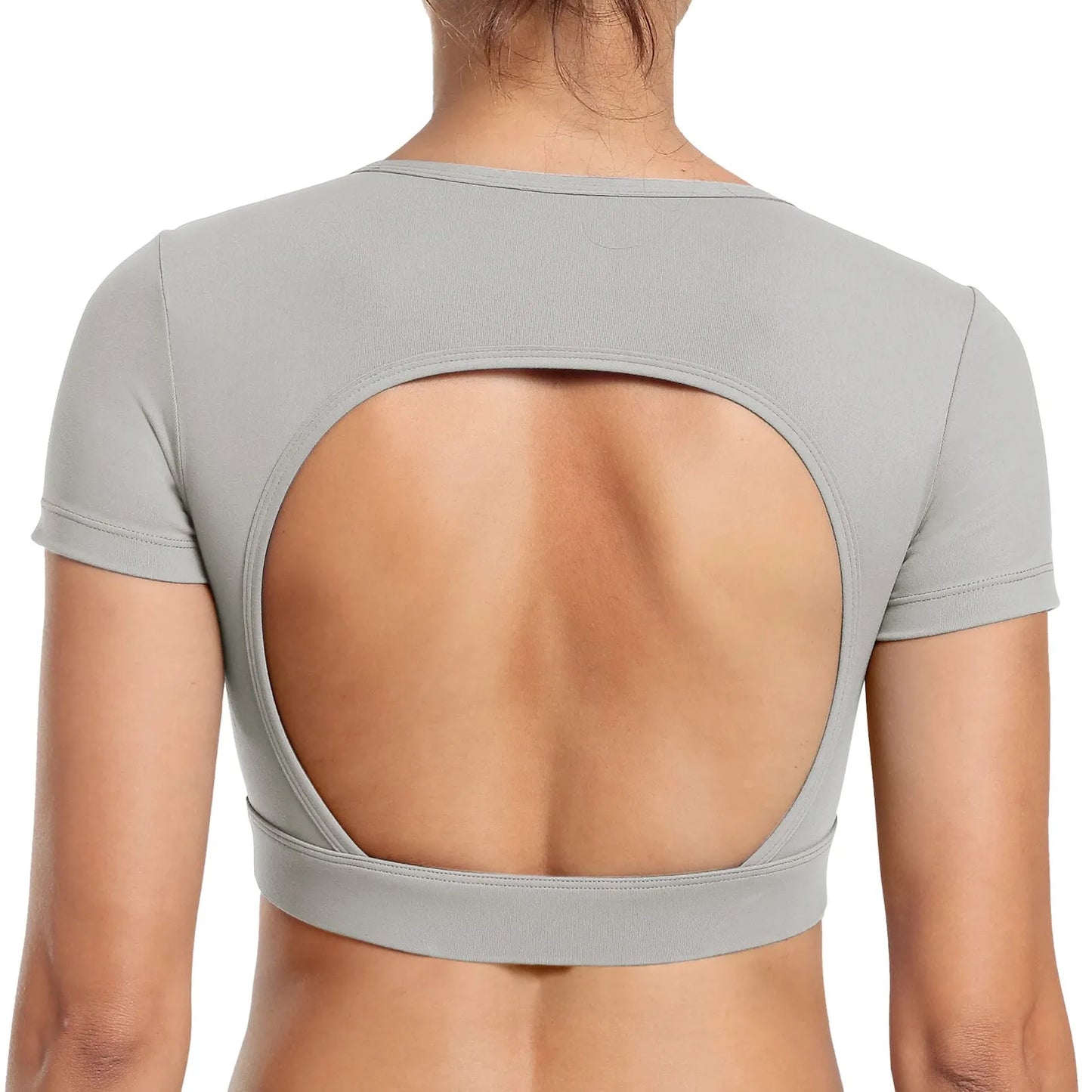 Rückenfreies T-Shirt, Workout Top mit abnembaren Pads