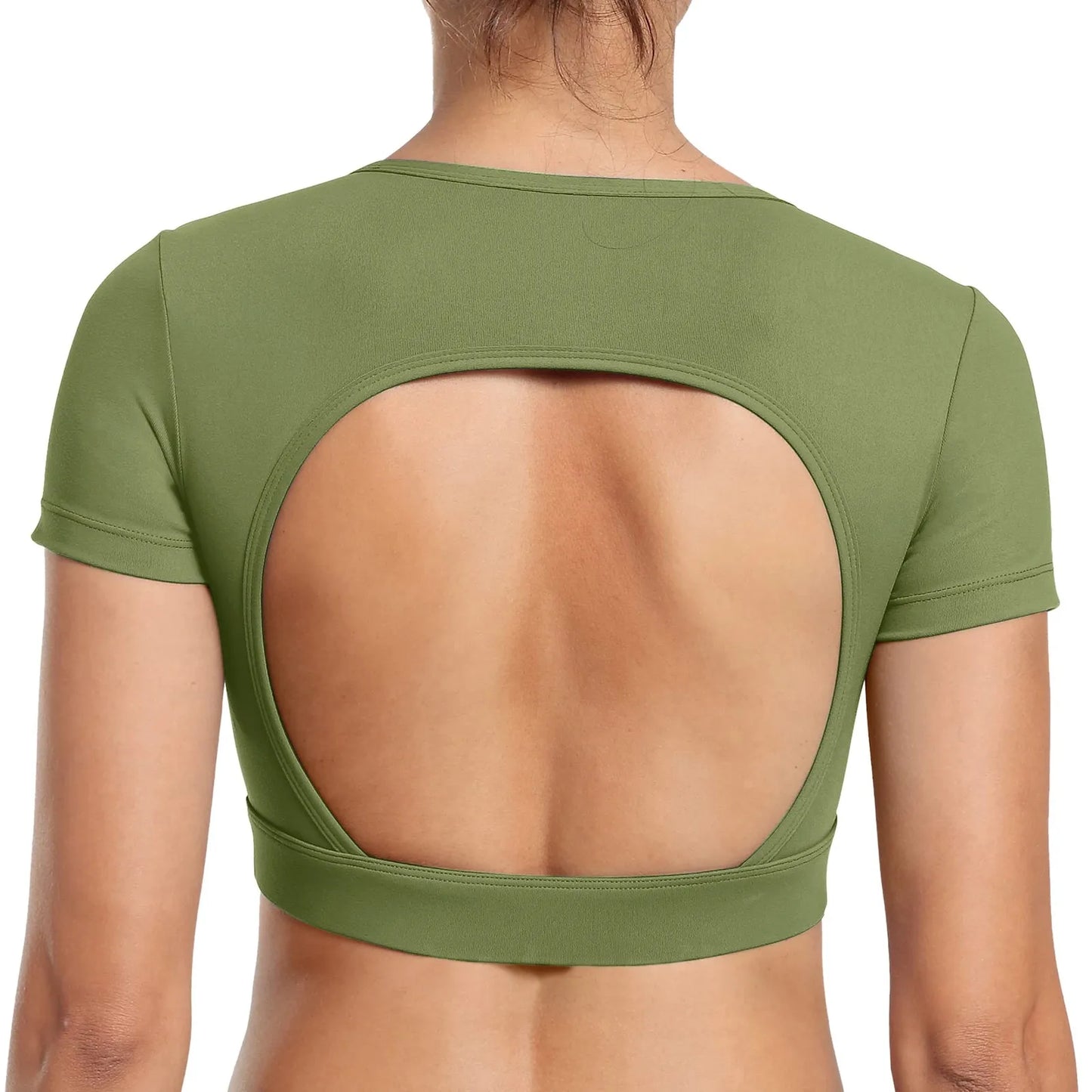 Rückenfreies T-Shirt, Workout Top mit abnembaren Pads