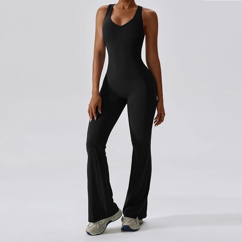 Sexy V-förmiger Jumpsuit, Workout Body