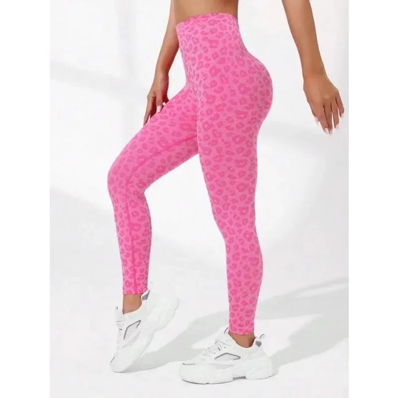 V-Taille Sportleggins, Sexy Leoparden Muster