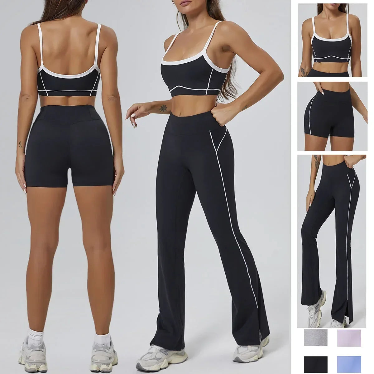 Nahtlose Yoga-Sets, Schlaghose, BH Anzüge, Workout Gym Leggins Sets