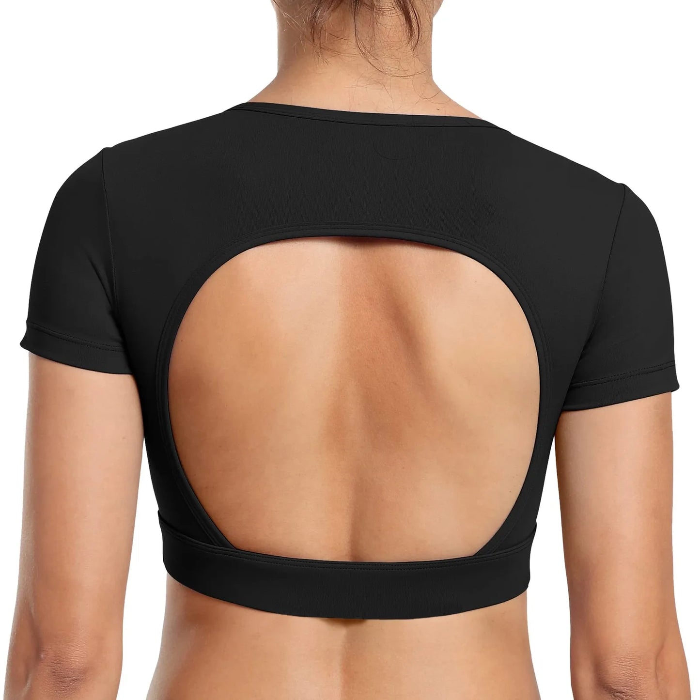 Rückenfreies T-Shirt, Workout Top mit abnembaren Pads