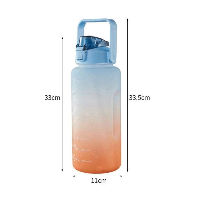 2L Fitnessflasche, Zeit Wasserflasche über den ganzen Tag