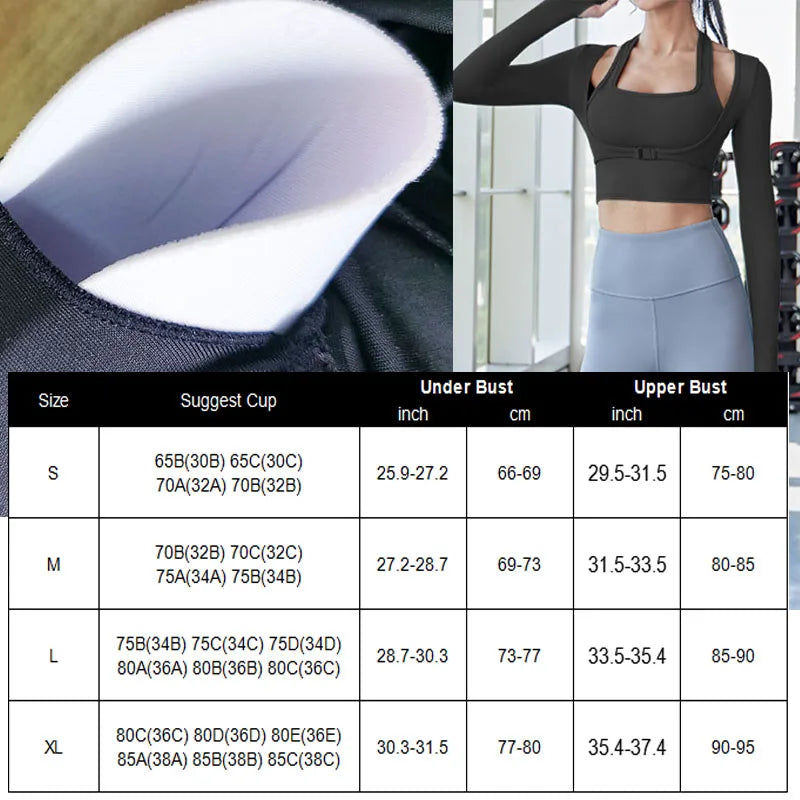 Langarm Oberteil mit Schnalle, Sexy Workout Top