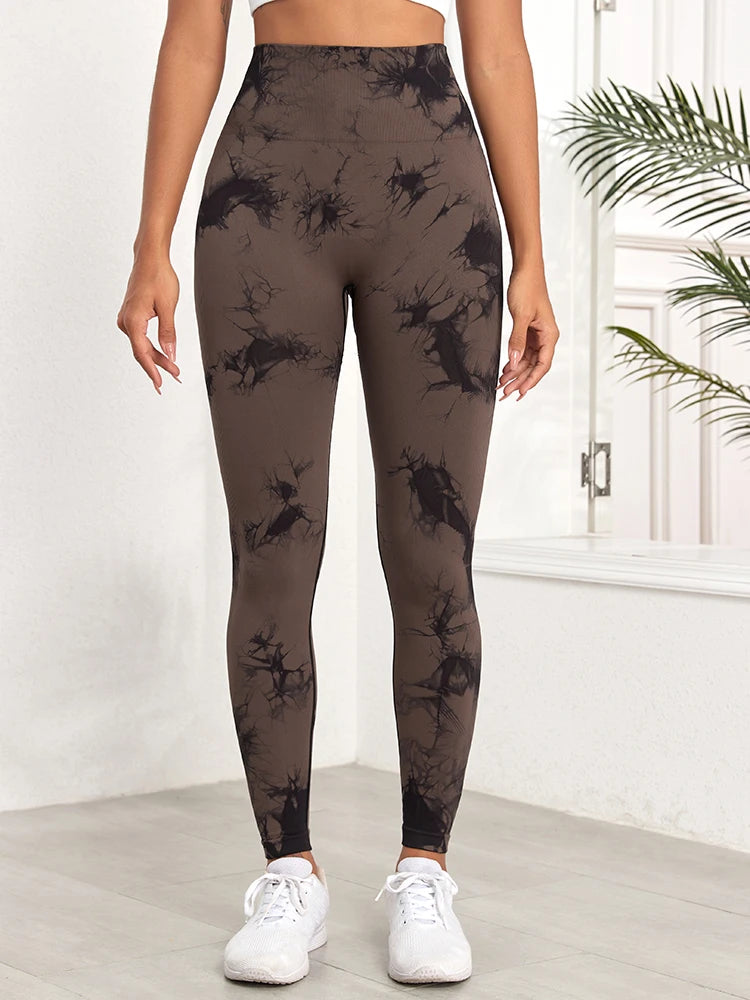 Nahtlose Sportleggins mit Muster, Push-UP Laufhose