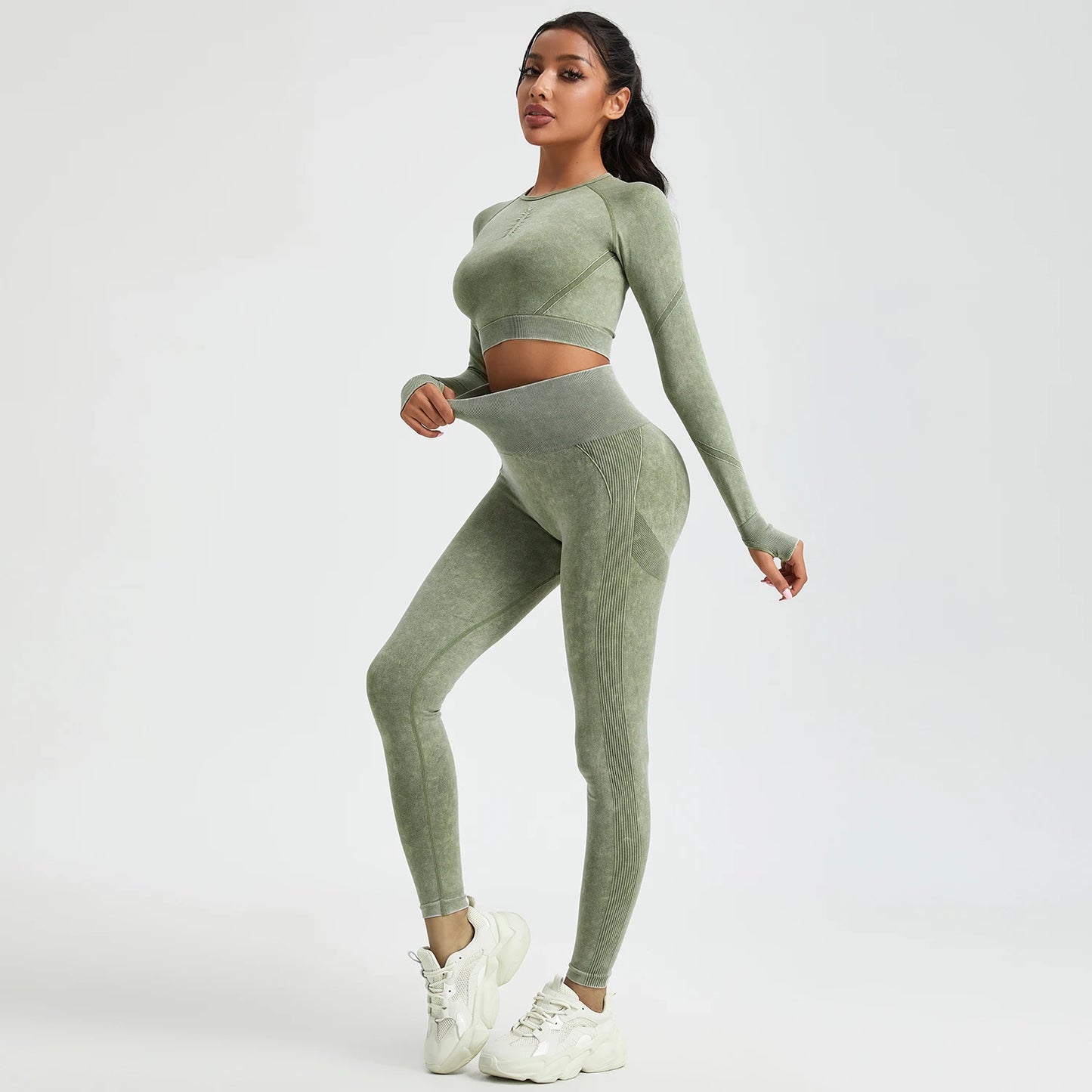 Activewear Sportbekleidung langarm, Zweiteiler, Stretch Leggins