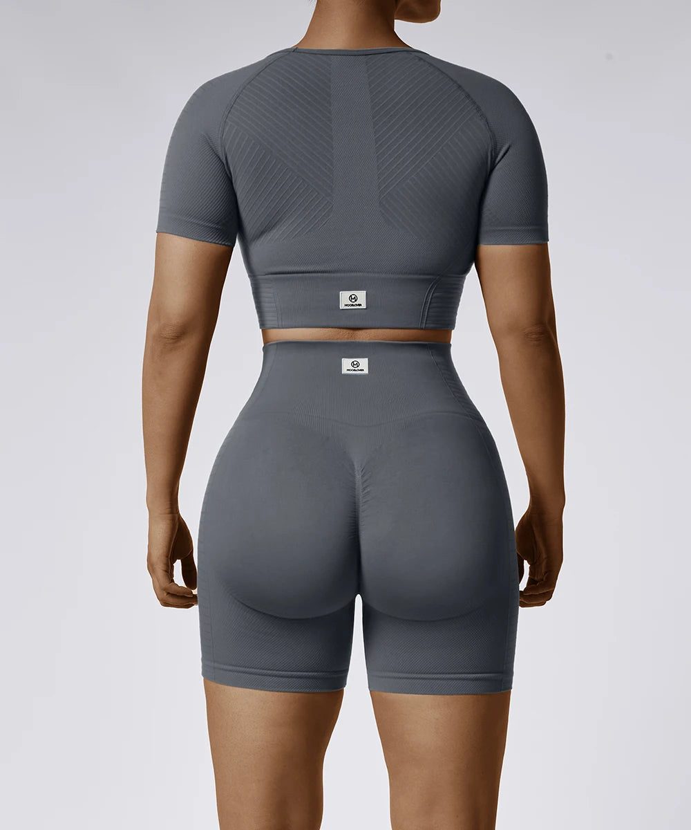 Nahtlose Fitness Shorts, Elastische Atmungsaktive Hüft-Lifting