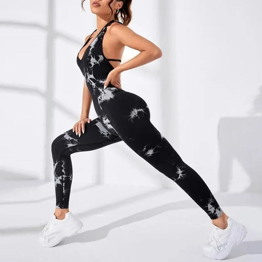 Sexy rückenfreier Yoga-Bodysuit, ärmellose schlanke Activewear in schönem Design