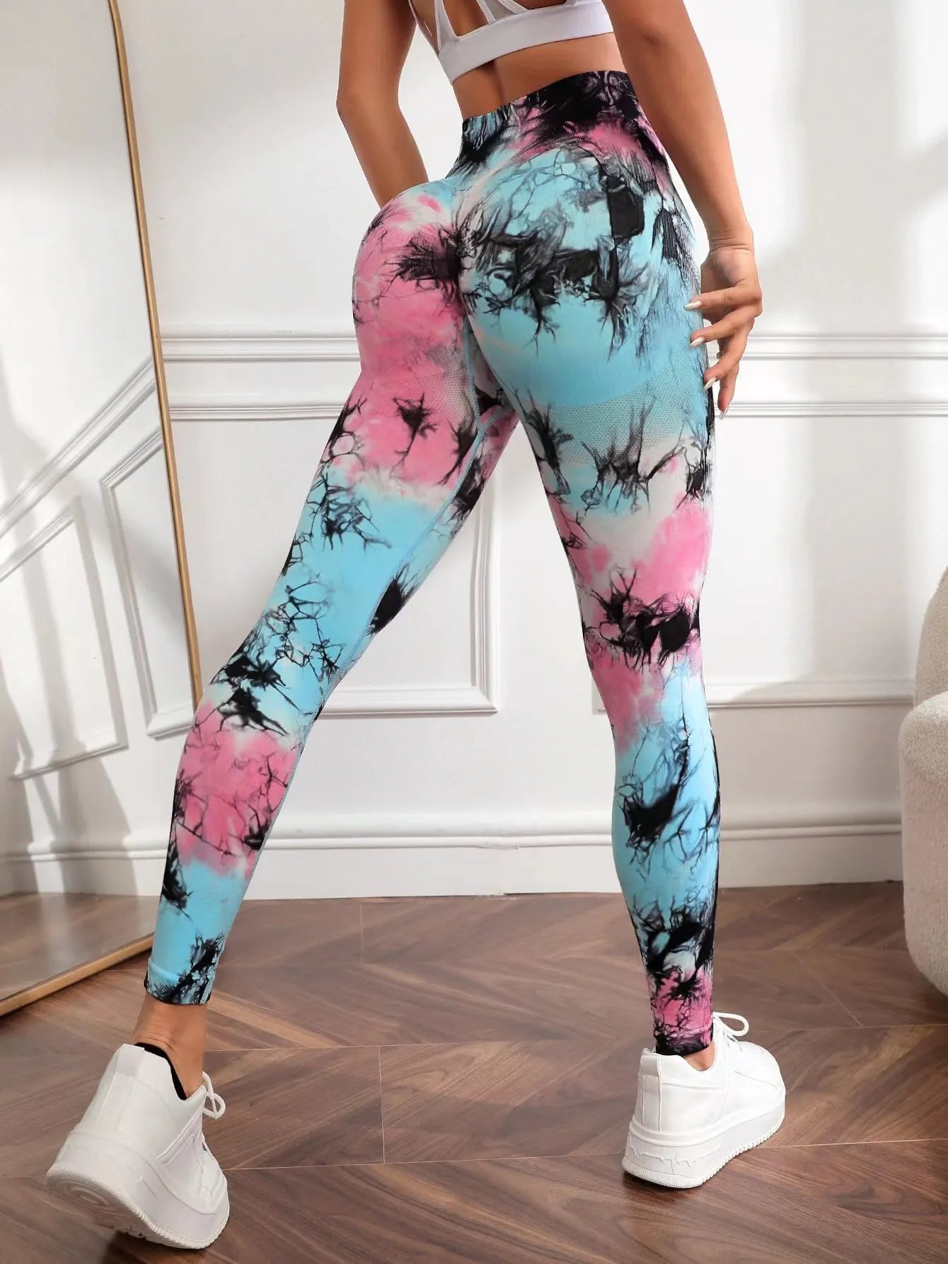 Verschieden-Farbige Push-Up Leggins, Fitness Bekleidung