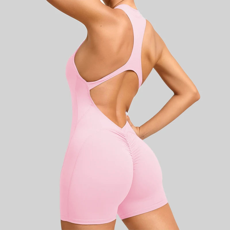 Kurzer Sport Overall, Bodysuit mit Reißverschluss