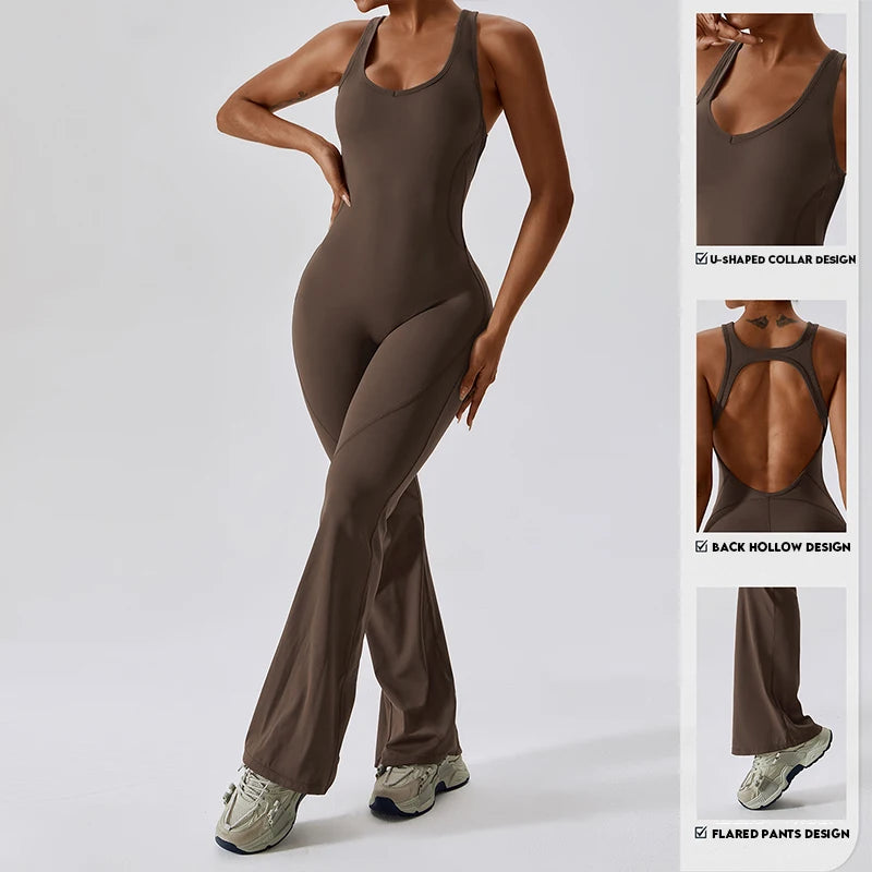 Sexy V-förmiger Jumpsuit, Workout Body